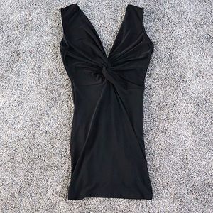 Fashion Nova black ruched midi dress M